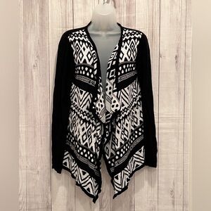 FADED GLORY black and white open front cardigan/ size L